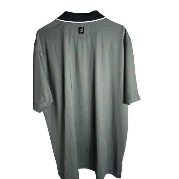 FootJoy Golf Polo Shirt Size Large Gray Black Collar Performance Moisture Wickin - Picture 3 of 6
